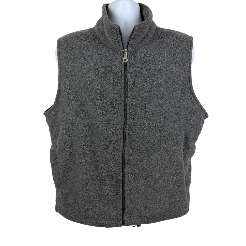 Lands' End Polartec Fleece Vest Men's XL Charcoal Gray Full Zip Made in USA